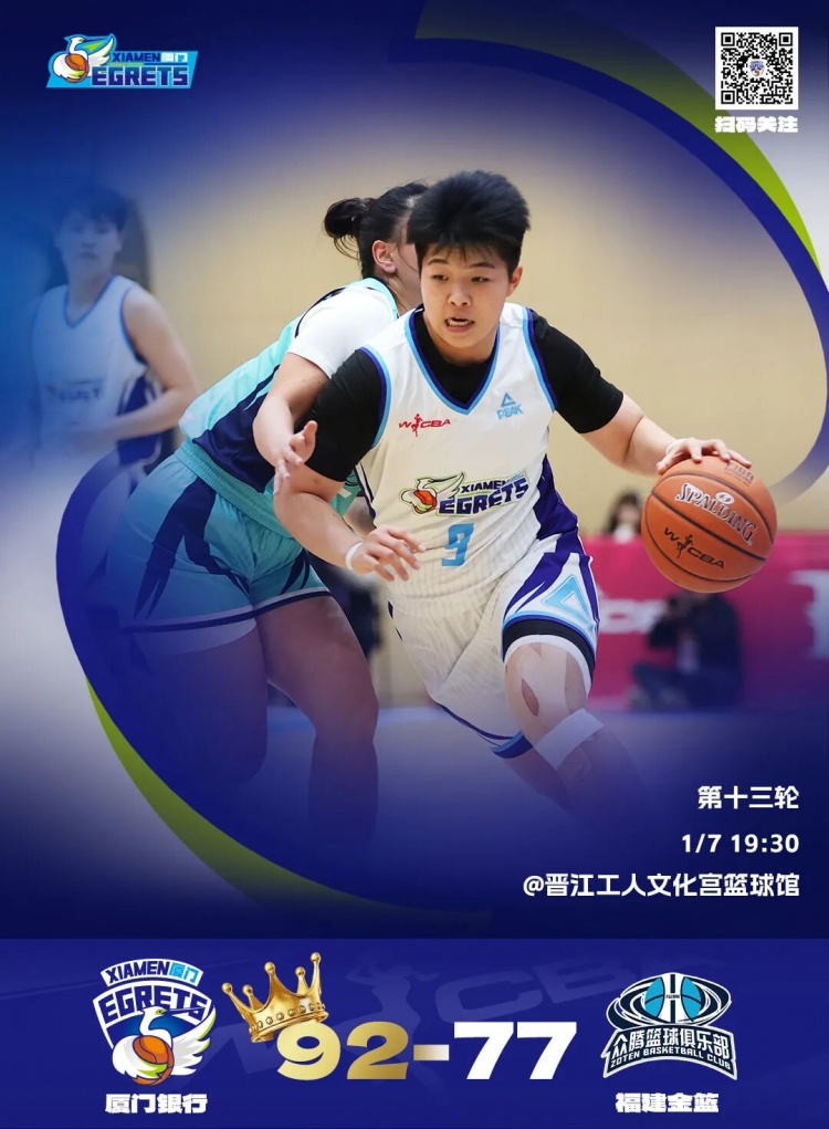 WCBA战报｜三人得分20+！厦门银行客场大胜福建金篮