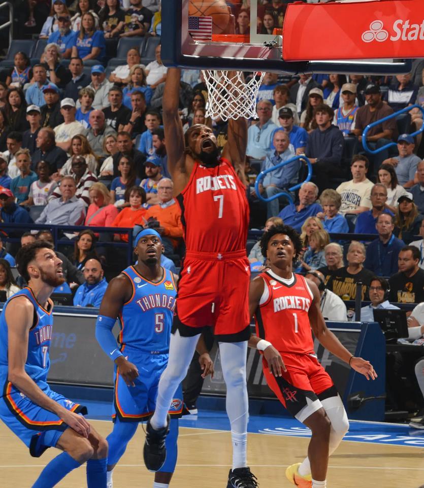 体育赛事-KD23投19分！火箭91-111雷霆，看数据：他是头号罪人！